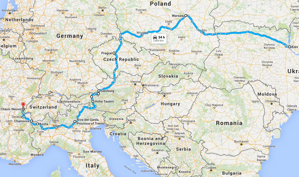 маршрут по Европе